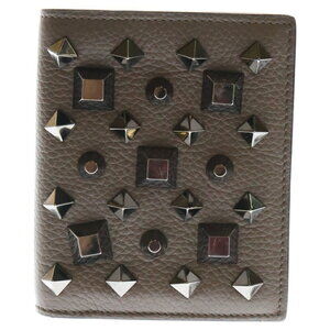 Christian Louboutin Panettone Studded Bifold Wallet Greige Leather